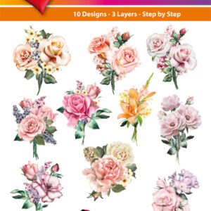 Hearty Crafts stanssatut 3d-kuvat Pastel Flowers