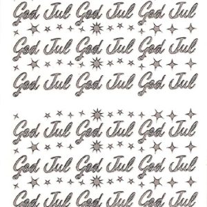 Ääriviivatarra God Jul hopea