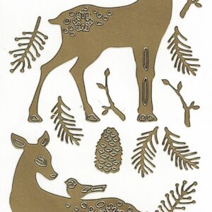 Ääriviivatarra isot kauriit kulta