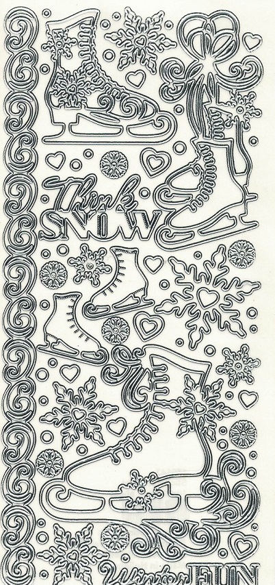 Ääriviivatarra luistimet transparent-hopea