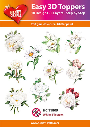 Hearty crafts stanssatut 3d-kuvat White flowers