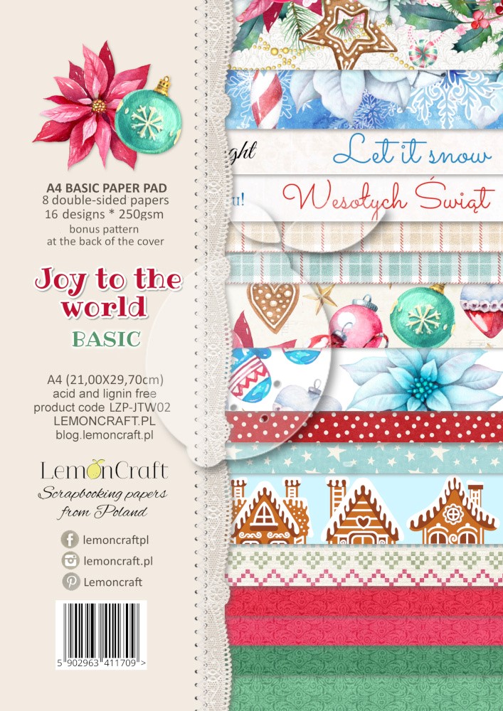 Lemoncraft paperipakkaus Joy to the World A4 8 arkkia