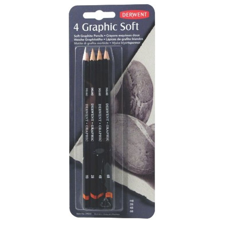 Derwent Graphic lyijykynät Soft 4, HB, 2B, 4B, 6B
