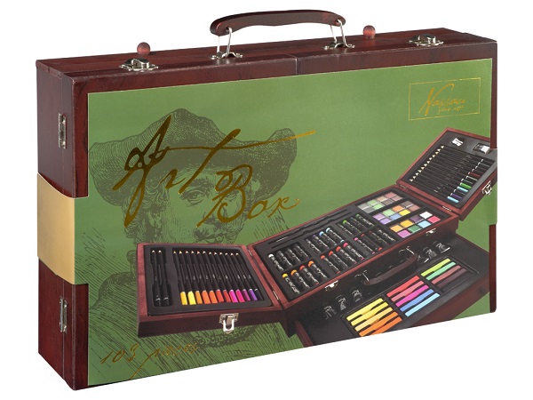 Nassau fine art taiteilijatarvikkeet puisessa salkussa 103 osaa