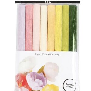 Kreppipaperi, 25x60 cm, 105 g, pastellivärit, 8 ark/pkk