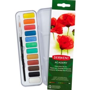 Derwent Academy Watercolour 12 nappia + sivellin