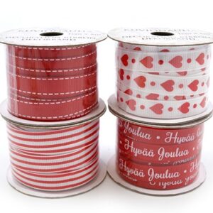 JK Kuvionauhalajitelma joulu punainen 1cm x 5m, 4rll