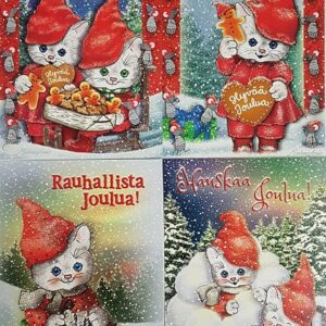 Marleena Ansio joulukorttilajitelma kissat 4 korttia