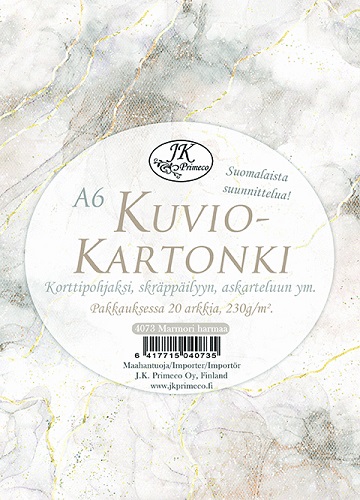 JK kuviokartonki A6 Marmori harmaa 20ark
