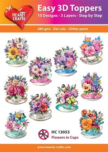 Hearty crafts stanssatut 3d-kuvat Flowers in Cups