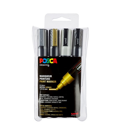 UNI POSCA Marker PC-5M 1,8-2,5mm setti 4kynää k h v m