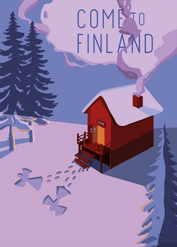 Come to Finland Postikortti Rolling in the Snow