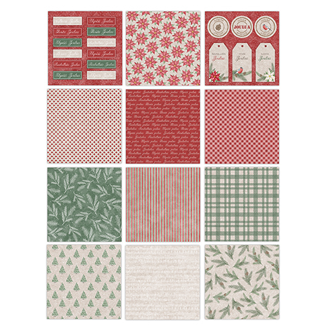 JK Paperilajitelma 15x15cm Joulu vintage glitter - Image 2