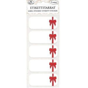 JK Etikettitarra kapea Rusetit punainen 2ark