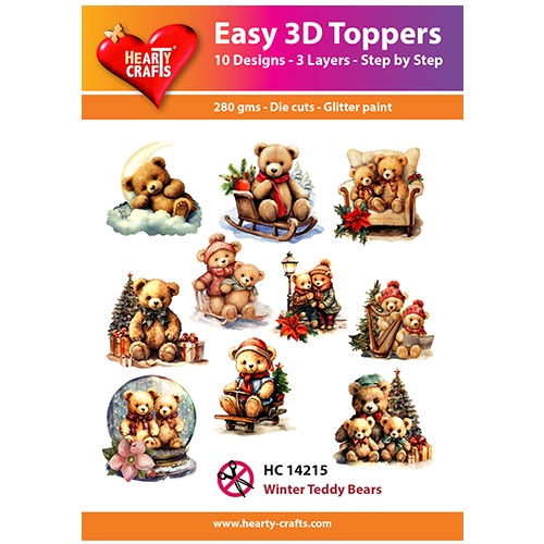 Hearty crafts stanssatut 3d-kuvat Winter Teddy Bears