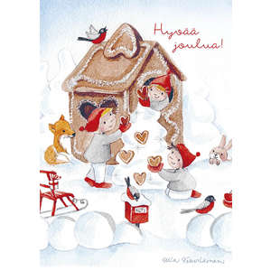 Ulla Vehviläinen A6 joulukortti piparitalo, foliointi