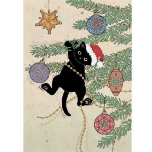 2-osainen kortti Bug Art - Kissa joulukuusessa