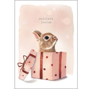 1-os joulukortti Henna Adel, pupu lahjalaatikossa