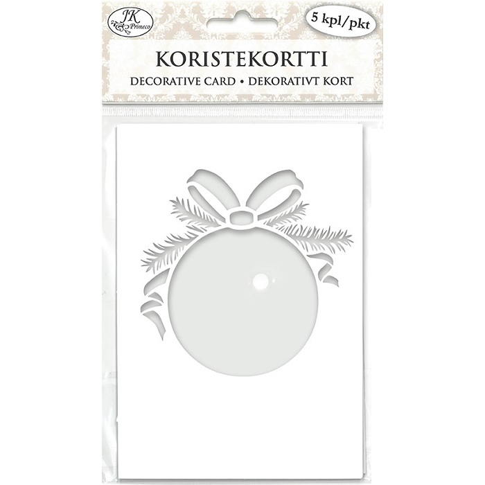 JK Koristekortti Joulupallo valkoinen 5kpl