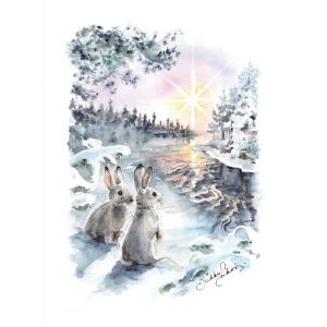 1-os joulukortti Sirkku Saukonoja, jänikset