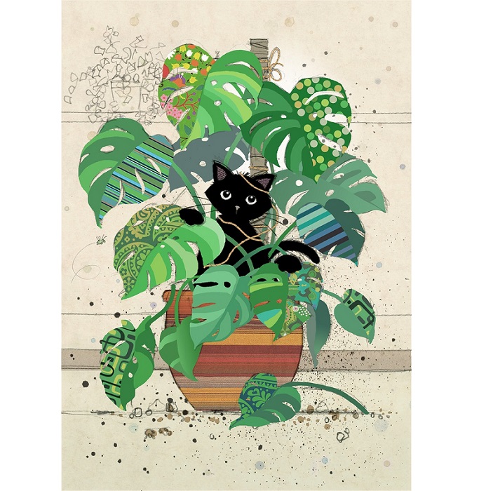 2-osainen kortti Bug Art Black Kitties, Monstera Kitty