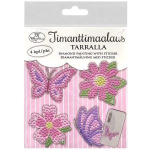 JK Timanttimaalaustarra Perhoset ja kukat 4kpl