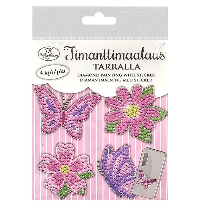JK Timanttimaalaustarra Perhoset ja kukat 4kpl