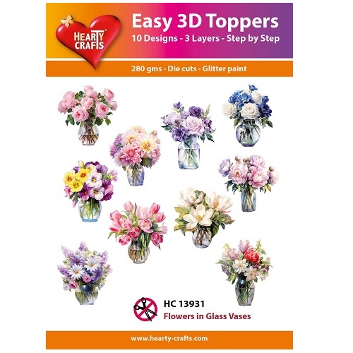Hearty Crafts stanssatut 3d-kuvat Flowers in Glass Vases