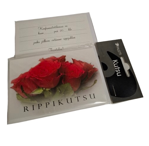 Rippikutsu 2-osaiset kortit+kuoret 5kpl, punainen