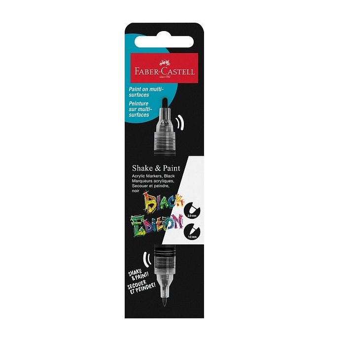 Faber-Castell Shake & paint akryylitussi musta 1-3mm
