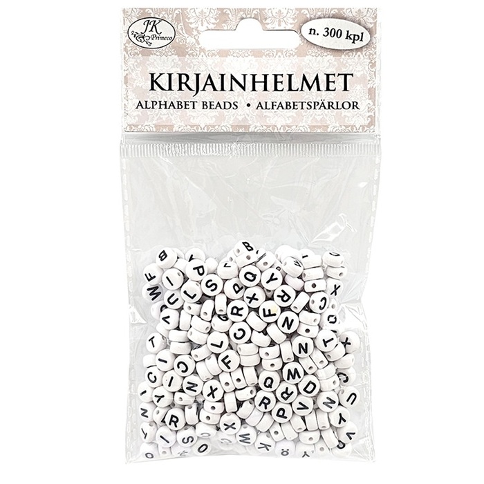 JK kirjainhelmet pyöreä mustavalkea 300kpl