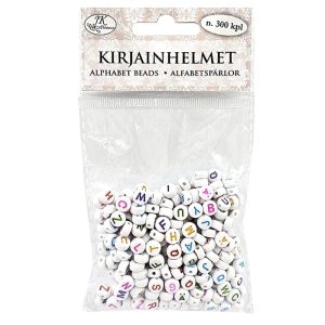 JK kirjainhelmet pyöreä valkoinen/värikäs 300kpl