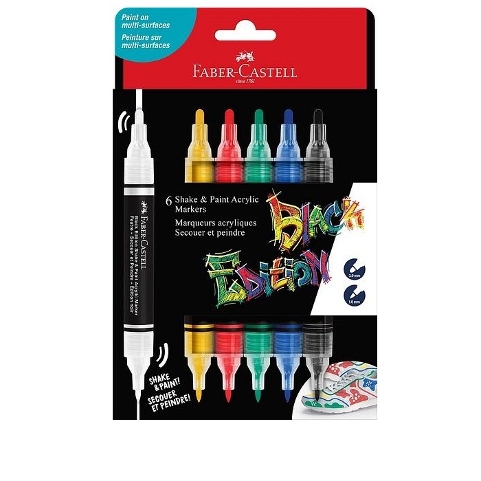 Faber-Castell Shake & paint akryylitussit perusvärit 6 kynää