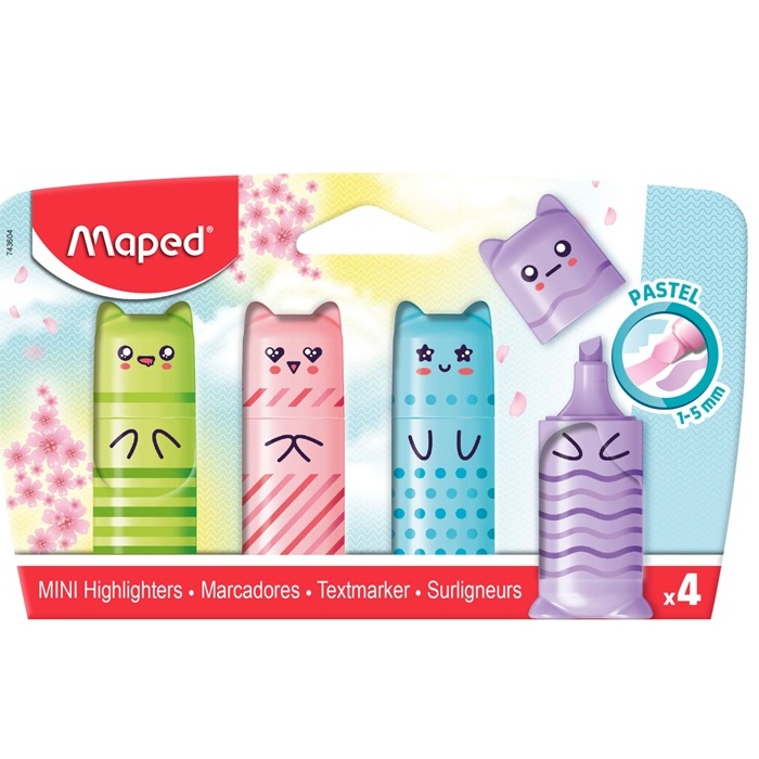 Maped korostuskynä 4kpl Mini pastelli kissat