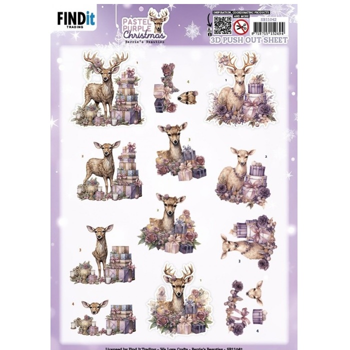 Stanssattu 3d-kuva Deer, violetti