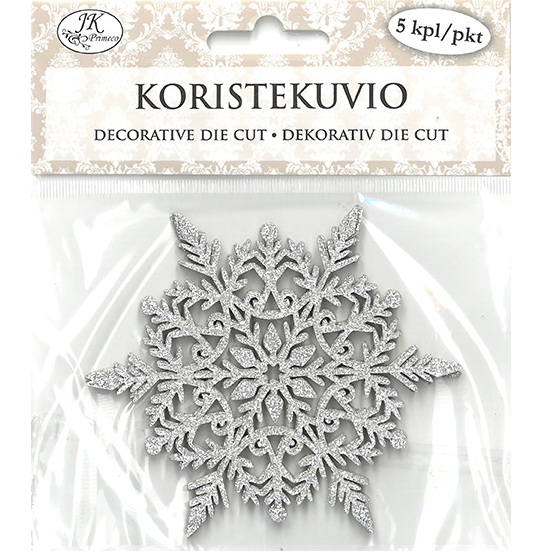 JK Koristekuvio Lumihiutale glitter hopea 5kpl
