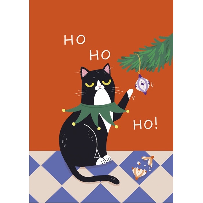 Kaisu Sandberg Joulukortti Helvi-kissa Ho-ho-ho! 1-os