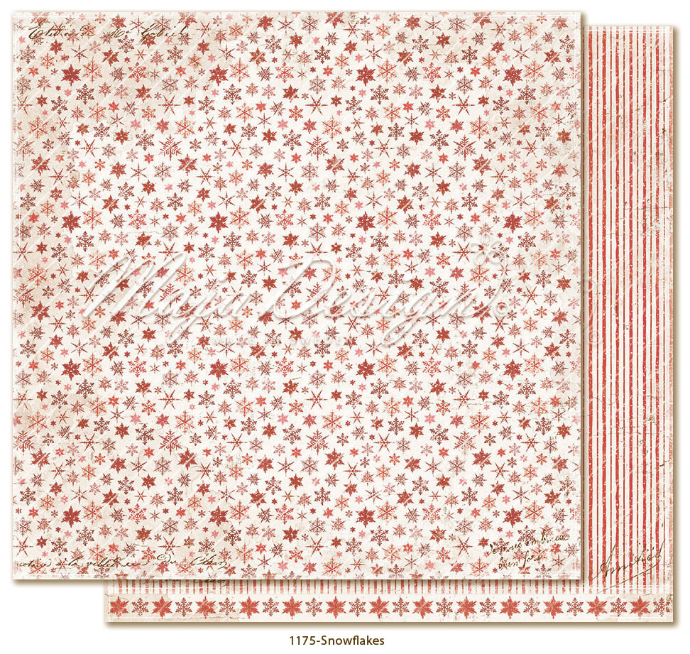 Maja design kuviokartonki Snowflakes punainen 30,5x30,5cm
