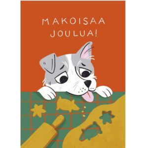 Kaisu Sandberg Joulukortti Tauno-koira, Makoisaa joulua 1-os