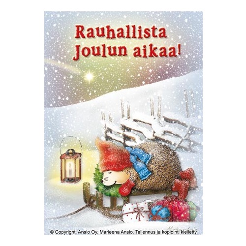 Marleena Ansio 1-os Joulukortti nukkuva siili 3kpl/pkk