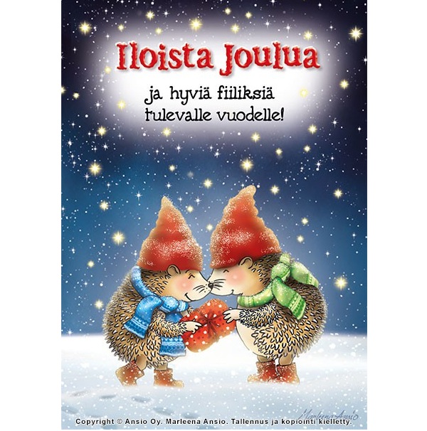 Marleena Ansio 1-os Joulukortti hilpeät siilit 3kpl/pkk