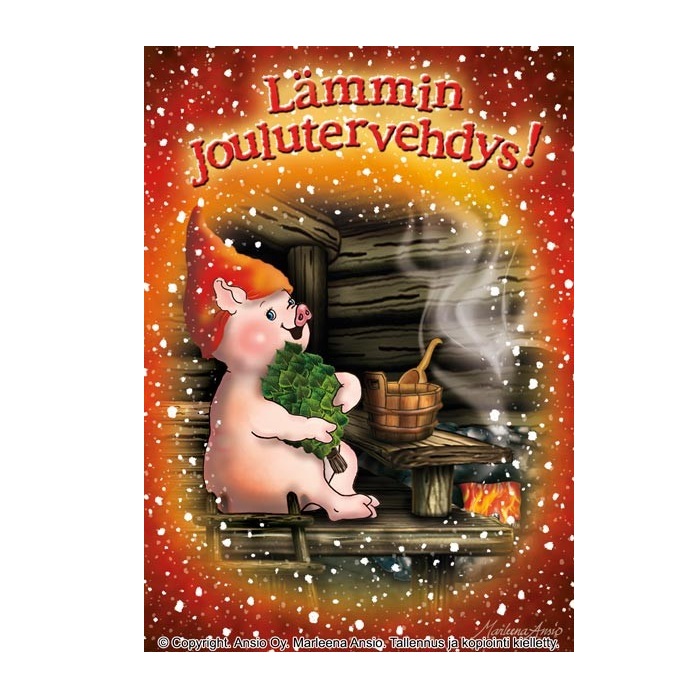 Marleena Ansio 1-os Joulukortti Lyyli joulusaunassa 3kpl/pkk