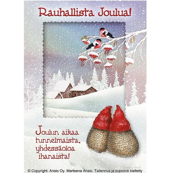 Marleena Ansio 1-os Joulukortti siilit talvimaisemassa 3kpl/pkk