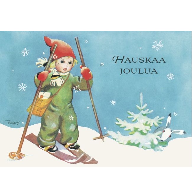 Joulukortti Martta Wendelin, hiihto 1-os.