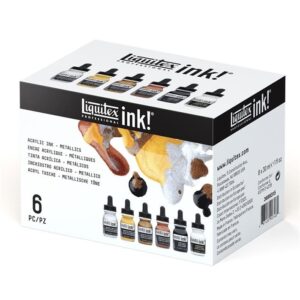 Liquitex Acrylic Ink Set 6x30ml Metallic, Akryylimustesetti