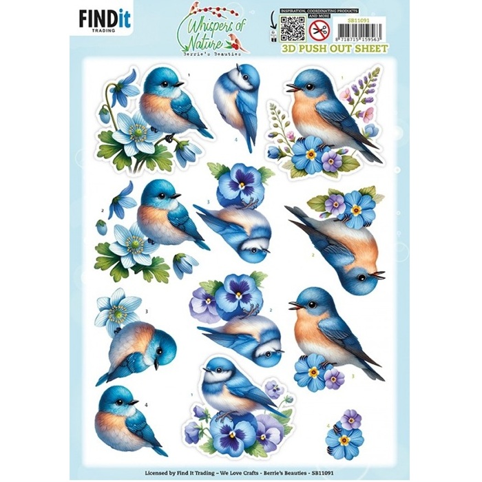 Berries beauties stanssattu 3d-kuva Whispers of Nature - Blue