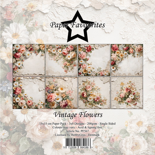 Paper Favourites kuviopaperilehtiö Vintage flowers 15x15cm/24
