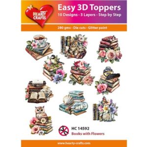 Hearty crafts stanssatut 3d-kuvat Books with flowers