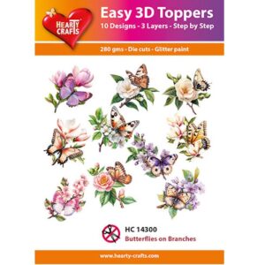 Hearty crafts stanssatut 3d-kuvat Butterflies on branches