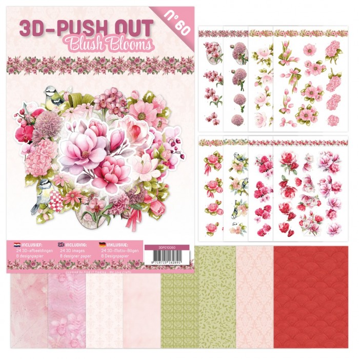 Stanssatut 3d-kuvat vihkonen Blush Blooms 60
